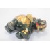 Elephant Figurine Natural Green Jade Gem Stone Gold Hand Painted Handmade B409